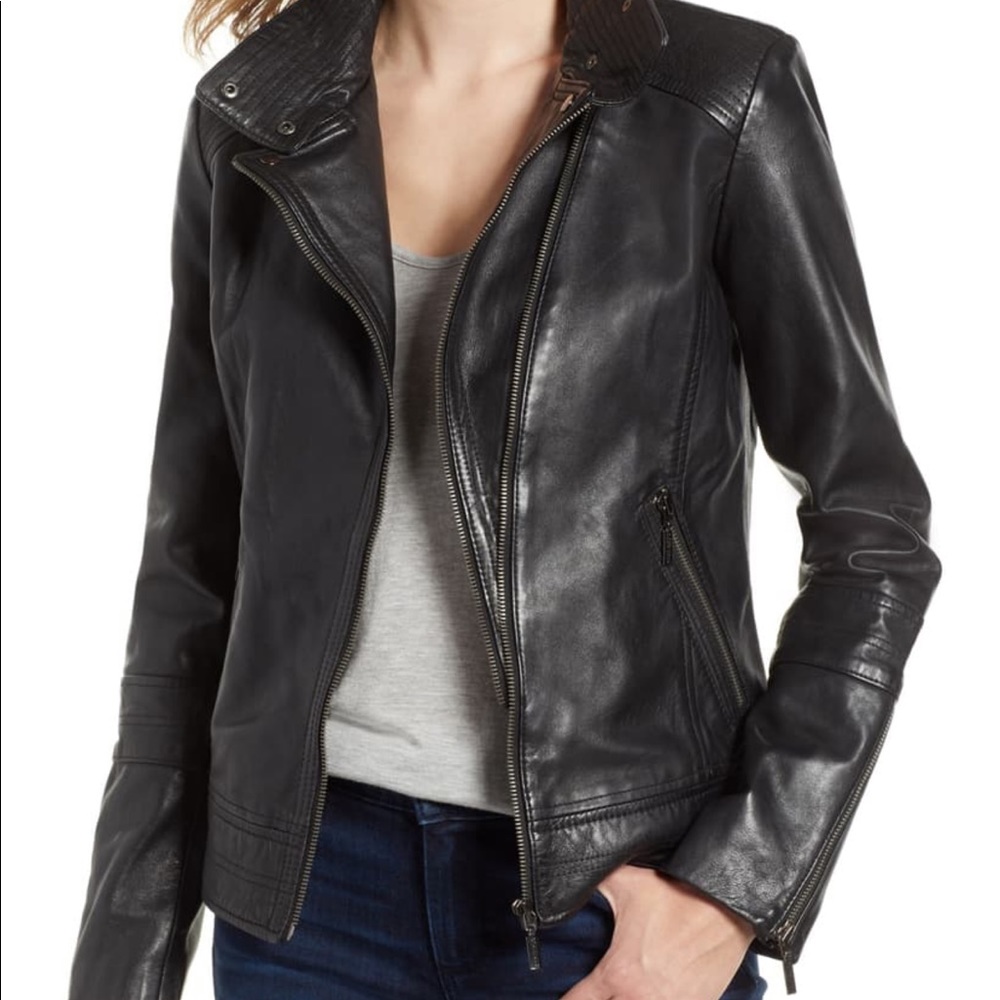 Bernardo leather moto jacket